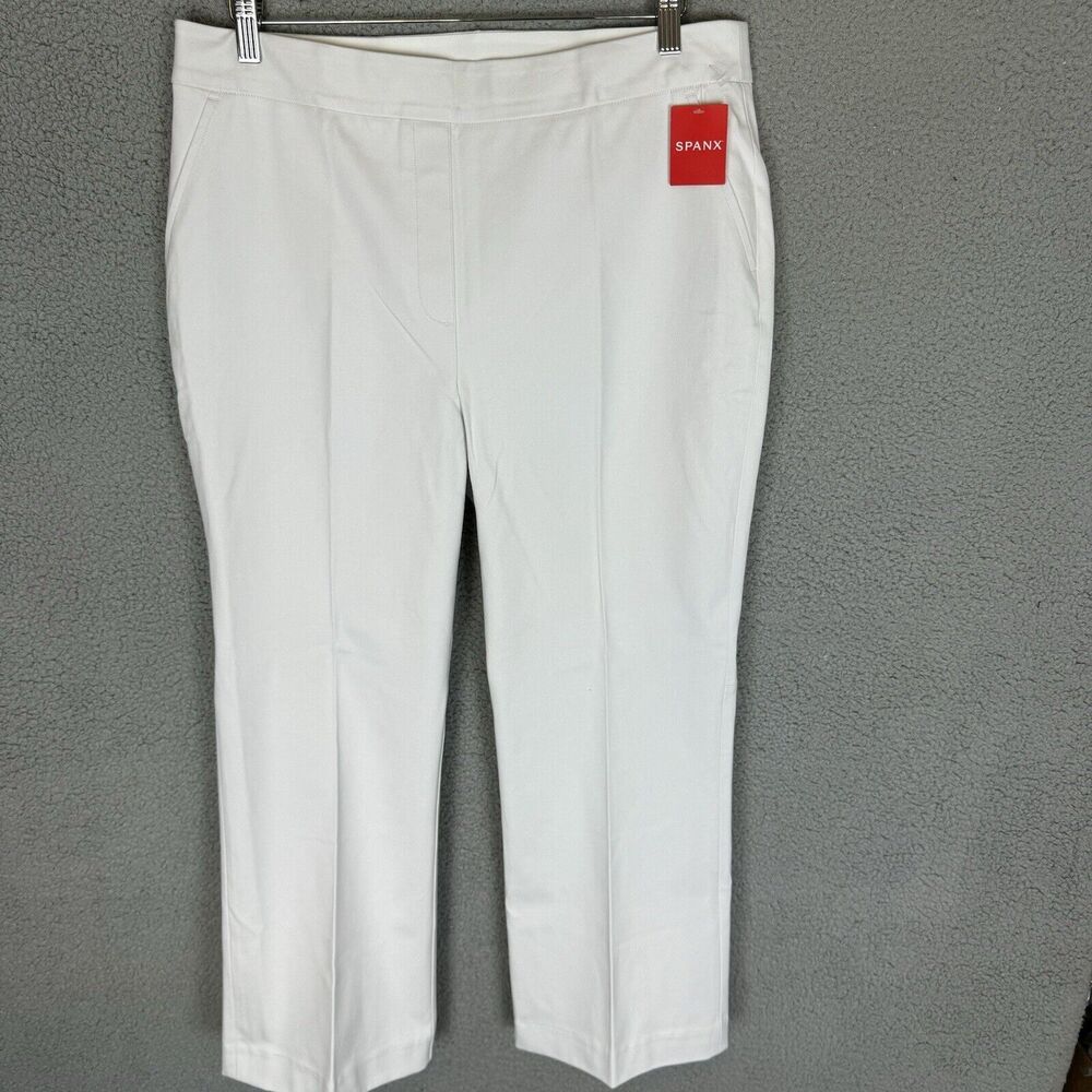 Spanx Pants Womens L White Kick Flare Pull On Stretch NWT